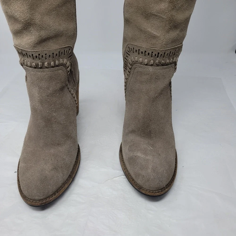 Vince Camuto Western Boho Chic Madolee Suede Over the Knee Boots Tan 9.5 Brazil